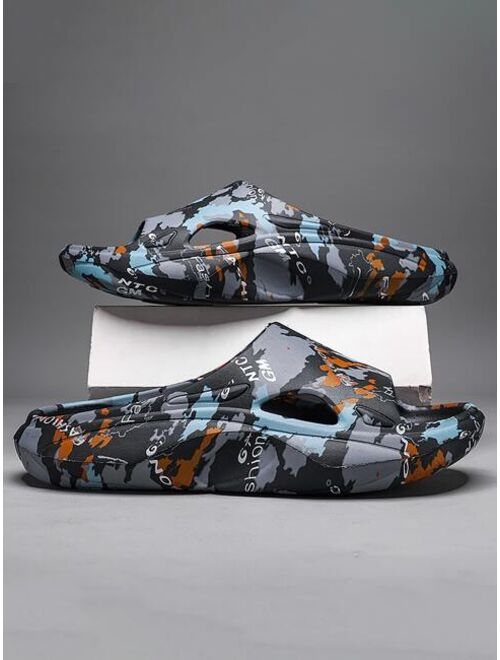 Men All Over Print Cut Out Design Single Band Slides