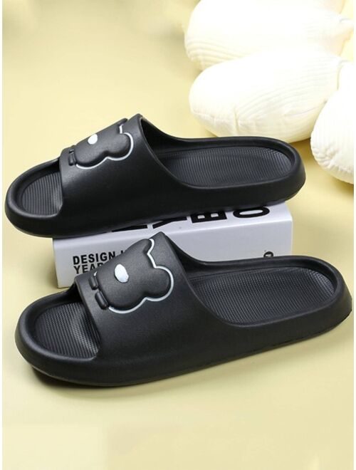 Men Single Band Bear Pattern Slides Casual Summer EVA Slippers
