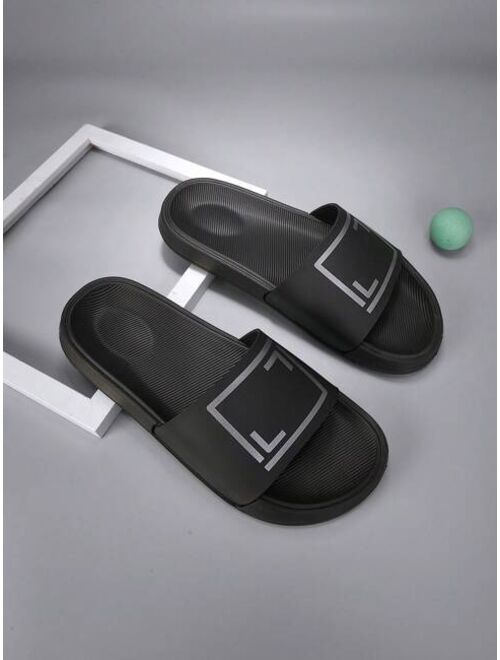 Fashionable Slides For Men Geometric Pattern Single Band PVC Slippers