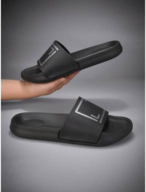 Fashionable Slides For Men Geometric Pattern Single Band PVC Slippers