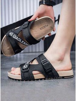 Men Letter Graphic Buckle Decor Slides Fashion Outdoor Slides