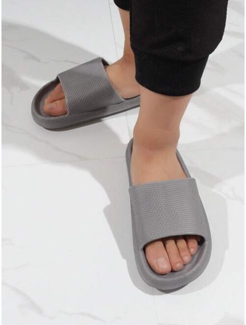 Fashionable Slides For Men Texture Embossed Single Band EVA Slippers