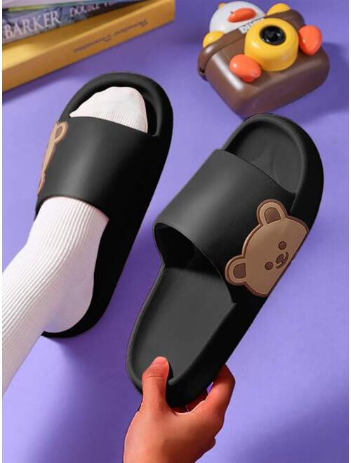 Men Bear Patch Wide Fit Bathroom Slippers