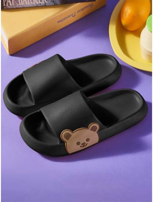 Men Bear Patch Wide Fit Bathroom Slippers
