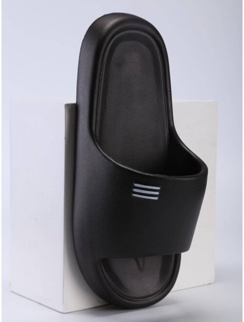 Cool Black Slippers For Men Striped Pattern Single Band EVA Slides