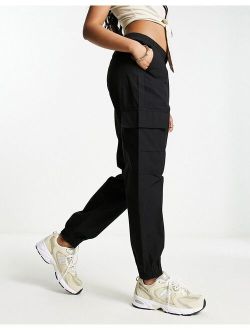 cargo pants with elastic cuff in black