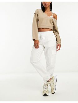 cargo pants with elasticated cuff in stone