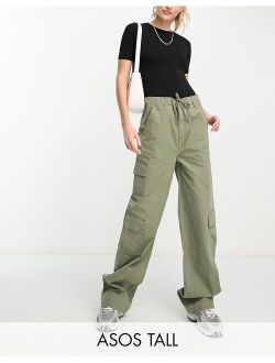 ASOS Tall ASOS DESIGN Tall oversized cargo pants with multi pockets in khaki