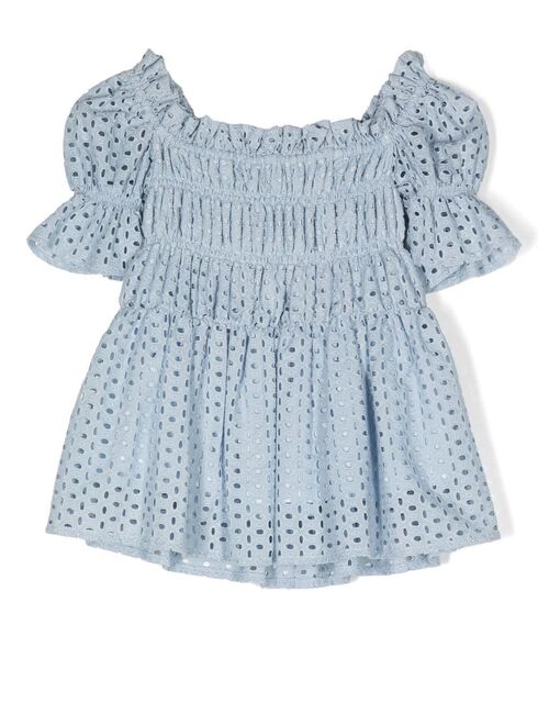 Lapin House puff-sleeved broderie anglaise dress