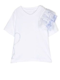 embroidered sleeve T-shirt