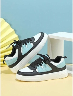 Shein Men Colorblock Lace-up Front Skate Shoes, Sporty Outdoor Sneakers