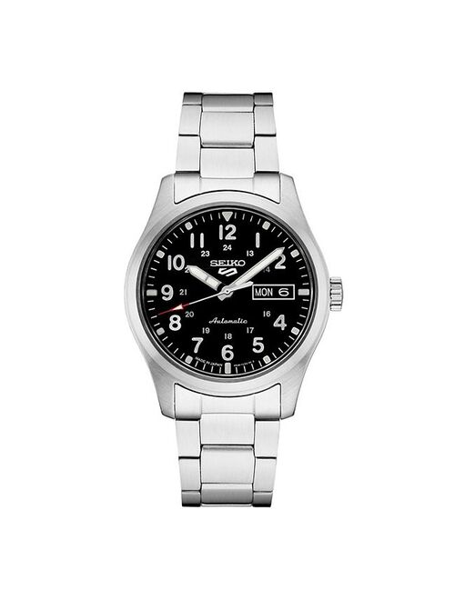 Seiko Men's 5 Sports Stainless Steel Black Dial Watch - SRPG27