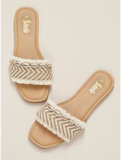 Slip On Raffia Flat Sandals