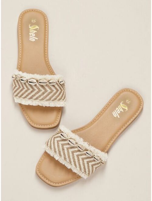Shein Slip On Raffia Flat Sandals