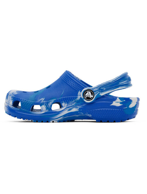 CROCS Kids Blue Classic Marbled Clogs