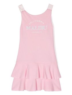 Malibu print ruffled mini dress