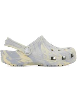 Kids Blue & Off-White Classic Marbled Clogs