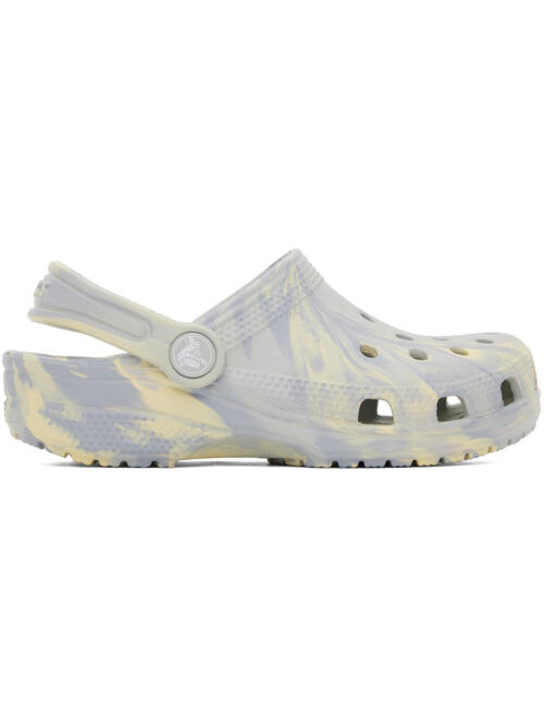 CROCS Kids Blue & Off-White Classic Marbled Clogs