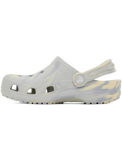 CROCS Kids Blue & Off-White Classic Marbled Clogs