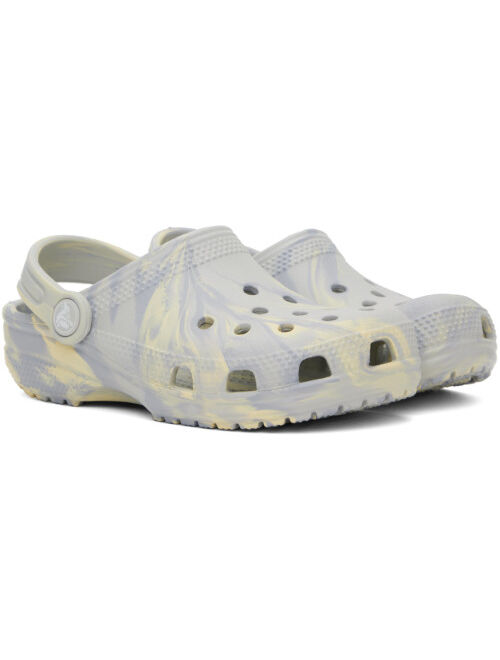 CROCS Kids Blue & Off-White Classic Marbled Clogs