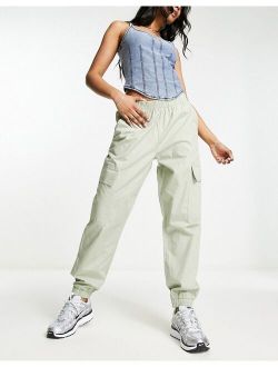 cargo pants with elastic cuff in sage