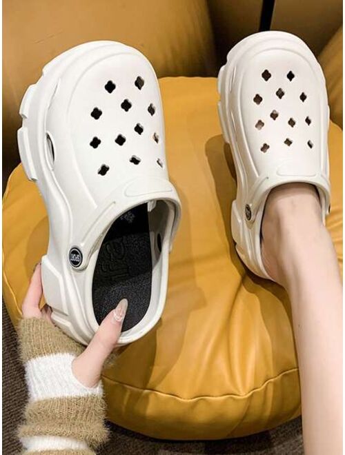 Fashion White Vented Clogs For Women Hollow Out Design Two Way Wear EVA Clogs