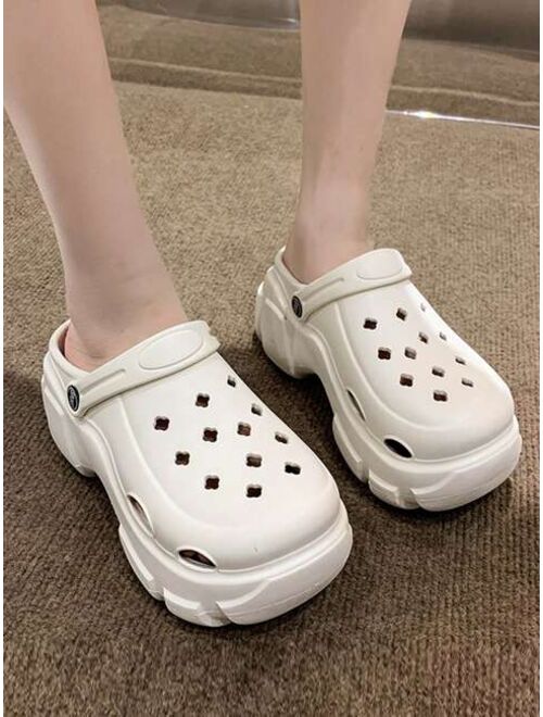 Fashion White Vented Clogs For Women Hollow Out Design Two Way Wear EVA Clogs