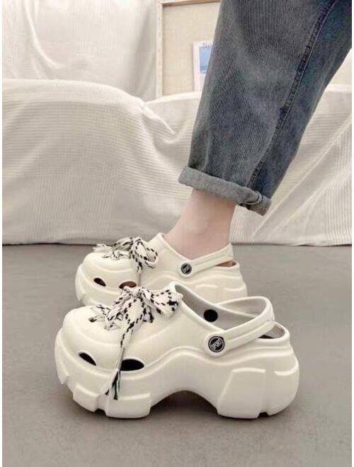 Summer Thick Soled High Heel Hollow Out Dad Style Women s Slippers For Outdoor And Beach