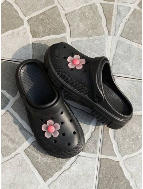 Fashion Clogs For Women Flower Decor Hollow Out Vented Clogs