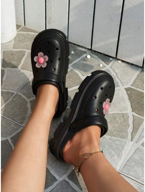Fashion Clogs For Women Flower Decor Hollow Out Vented Clogs