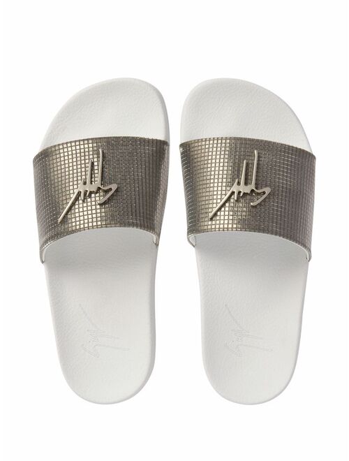 Giuseppe Zanotti metallic-finish Brett slides