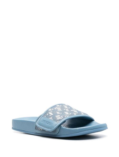 Jimmy Choo Fitz monogram leather slides