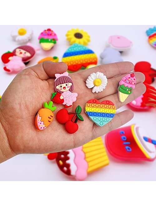 Msbetod 40PCS Sunmer Flowers Shoe Charm for PVC Shoes Decoration Charm for Clog Pins Bracelet Wristband Party Favors Halloween Birthday Easter Supplies Gifts for Women Me