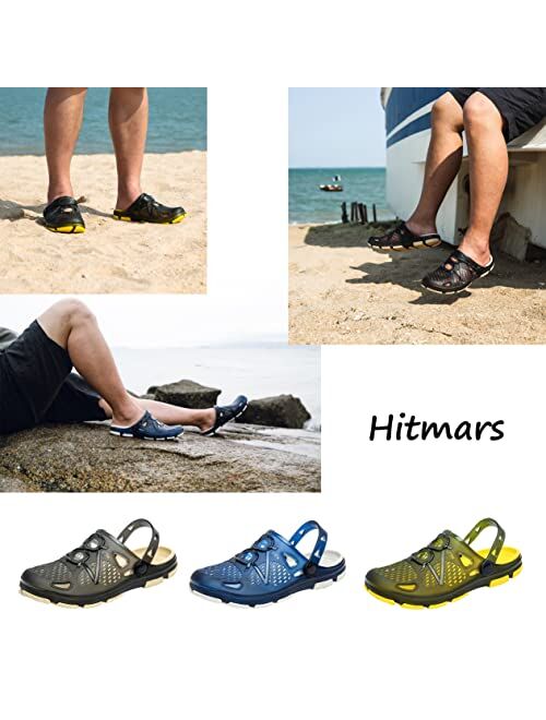 Hitmars Mens Clogs Lightweight Garden Shoes Breathable Clogs Summer Beach Slippers Slip On Casual Mules Outdoor Pool Beach Yard for Men Black Blue Yellow Size US 7-13