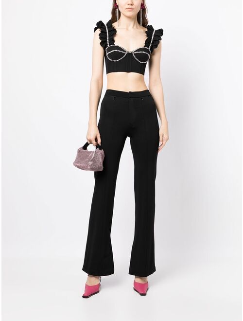 AREA crystal-embellished cropped top