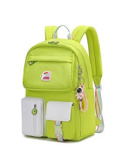 AUOBAG Backpacks for Girls Backpack for School Suitable Ages 6-8 Kids - Pass CPSC Certified - Gift Cute Pendant (White)