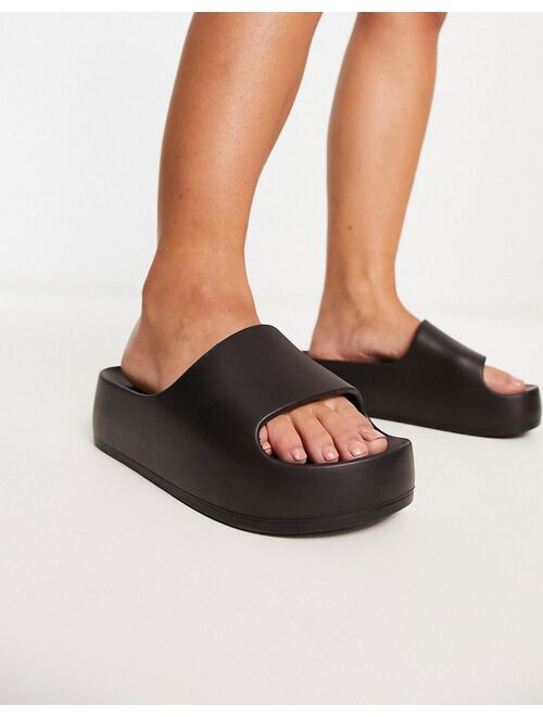 ASOS DESIGN Wide Fit February one piece slides in black