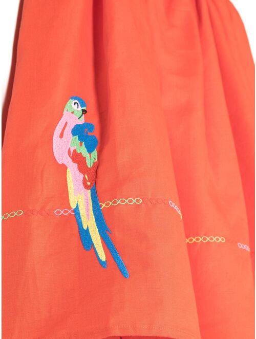 Stella McCartney Kids parrots motif-embroidered dress