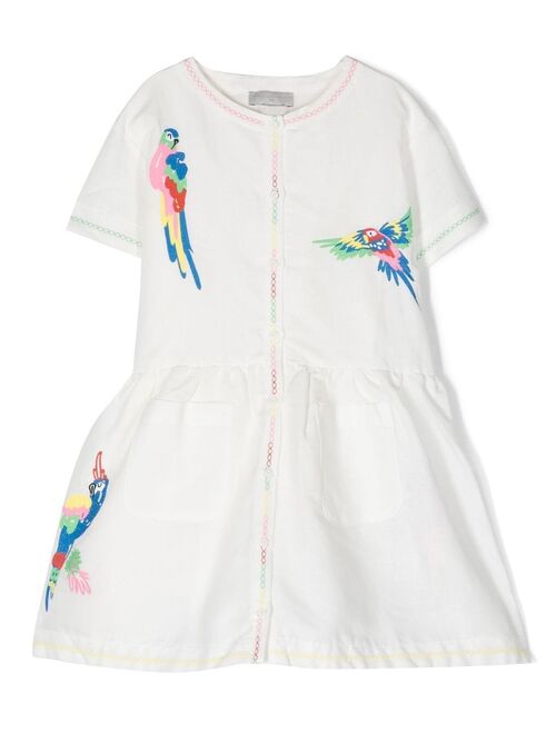 Stella McCartney Kids parrot embroidered-motif shirt-dress