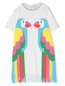 Kids Double Parrot print fringe dress