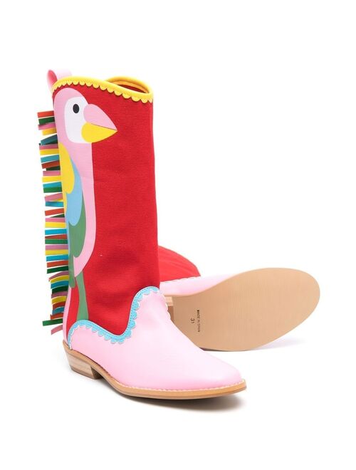 Stella McCartney Kids bird-print knee-length boots