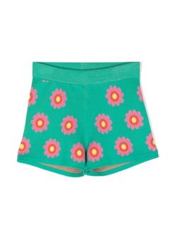Kids knitted floral-print shorts