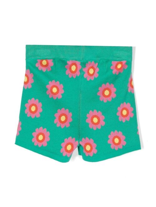 Stella McCartney Kids knitted floral-print shorts