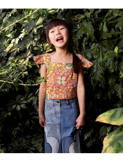Kids floral-print cotton top