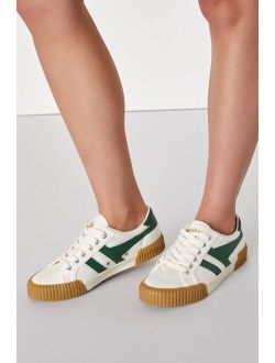 Rally Off White and Green Color Block Lace-Up Sneakers