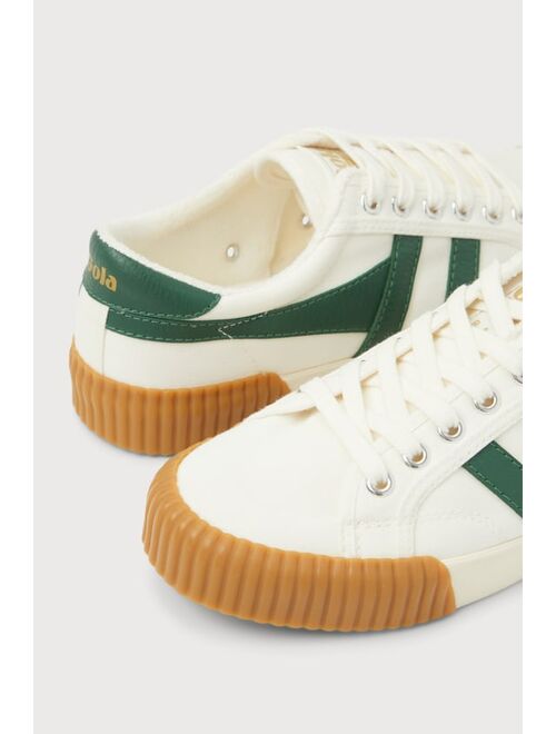 Gola Rally Off White and Green Color Block Lace-Up Sneakers