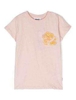 sequin-flower organic cotton T-shirt