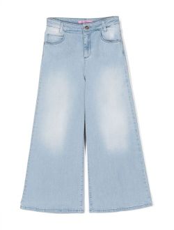 Miss Blumarine butterfly-print wide-leg jeans