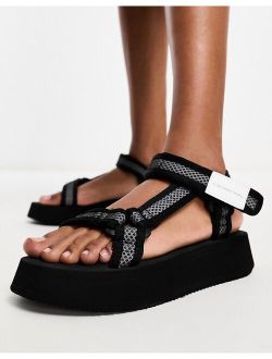 Jeans strappy sandals in black