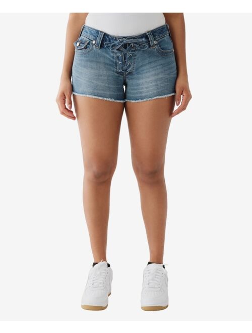 TRUE RELIGION Women's Joey Low Rise Lace Up Shorts